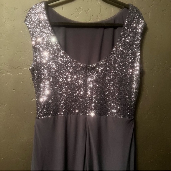 Ralph Lauren Evening sequins cap sleeves navy blue 
maxi Elegant Gown Size:16 - Picture 10 of 14